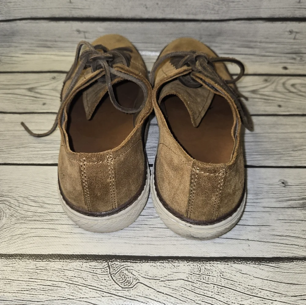 FRYE Men's Size 9.5 Loafers Brown Suede Lace Up Low Top Casual Shoes